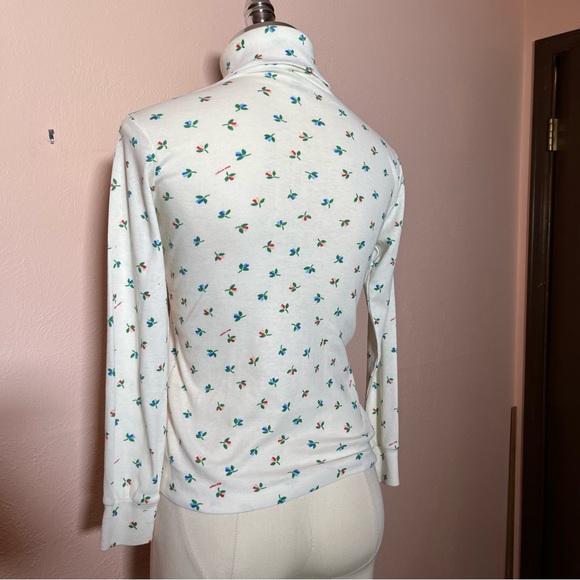 Vintage 60 70 Obermeyer Cottagecore Flower Ski Turtleneck Tee shirt Base Layer - Picture 5 of 16